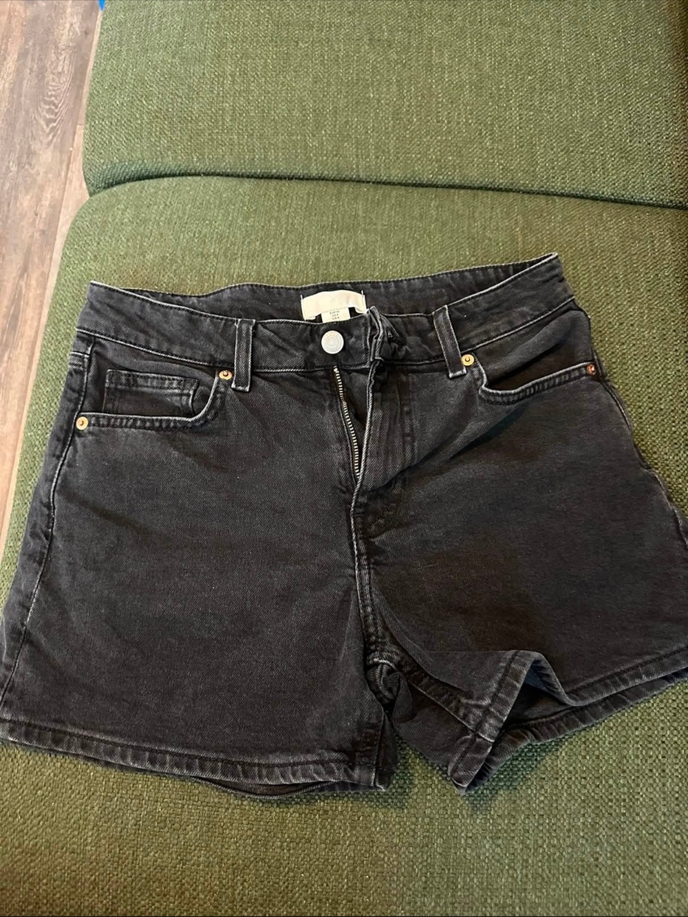 H&M Black Denim Mid-Rise Jean Shorts